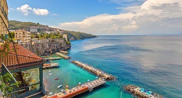 View of the sea and the beaches of Sorrento, Italy.