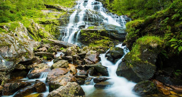 Photo of Steall Waterfall in Fort William, Scotland .