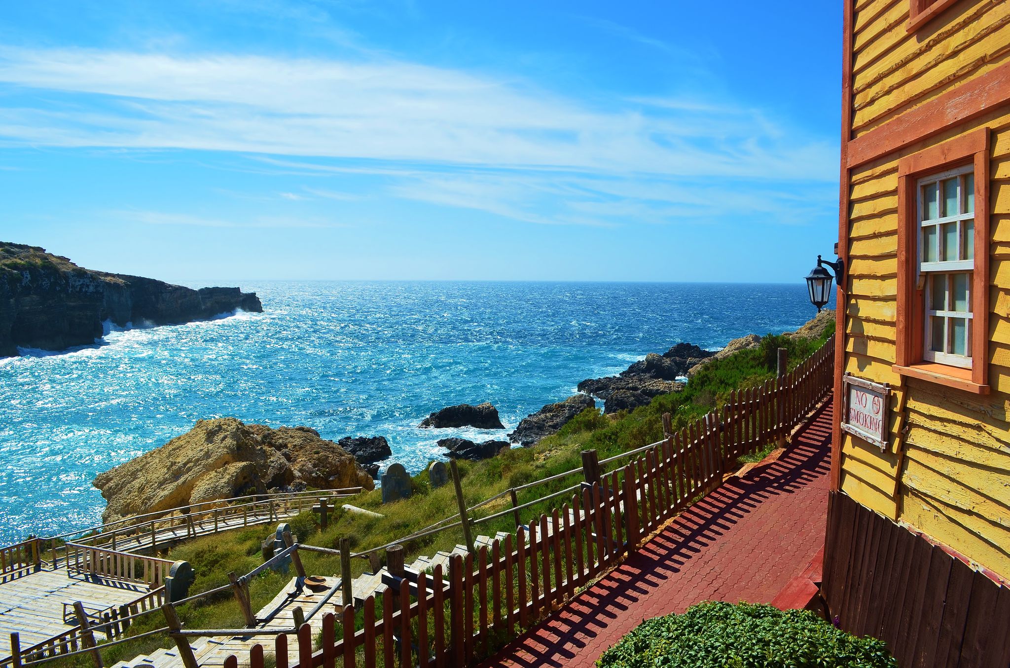 Photo of famous Popeye village on a sunny day, Mellieha , Malta.