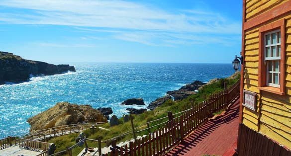 Photo of famous Popeye village on a sunny day, Mellieha , Malta.