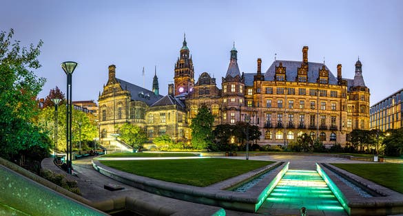 View of Sheffield City Council and Sheffield town hall in autumn, England, UK