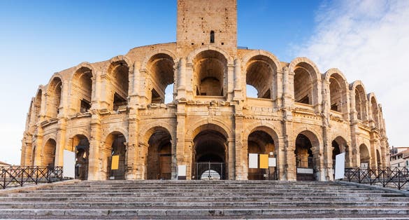 photo of the Roman Arles Amphitheatre in the Old Town of Arles in France.