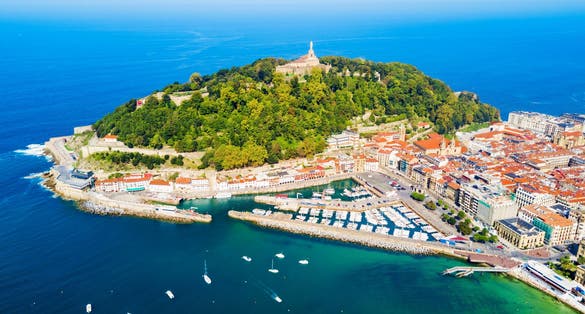 Photo of Mota Castle or Castillo de la Mota or Motako Gaztelua on Monte Urgull mountain in San Sebastian or Donostia city in Spain .