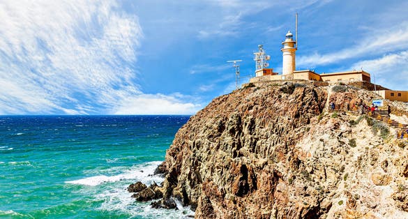 photo of view of Famous lighthouse of the Cabo de Gata-Nijar Natural Park, Almeria, Spain.