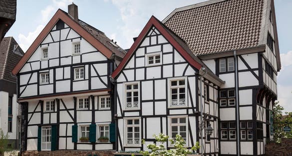 Photo of Half-timbered houses, historic centre, Mülheim an der Ruhr, Ruhr district, North Rhine-Westphalia, Germany.