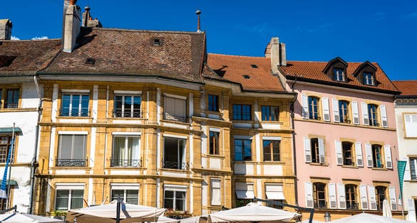 Photo of architecture of Yverdon-les-Bains in Switzerland.