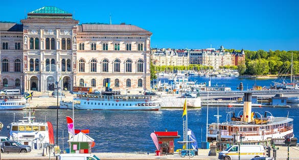 Stockholm harbor and waterfront of Sodermalm island view, capital of Sweden
