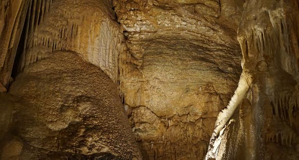 Photo of natural rock formations in Koneprusy Caves, Central Bohemian Region, Czech Republic.