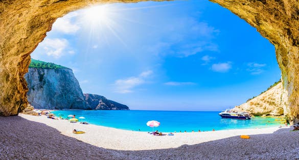 Photo of beautful Porto Katsiki beach, Lefkada island, Greece.