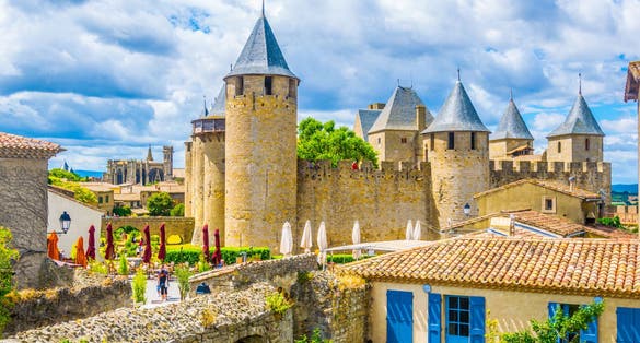 Photo of chateau comtal in Carcassonne, France.