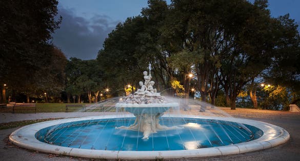 Photo of beautiful fountain in sea garden in Varna, the sea capital of Bulgaria.