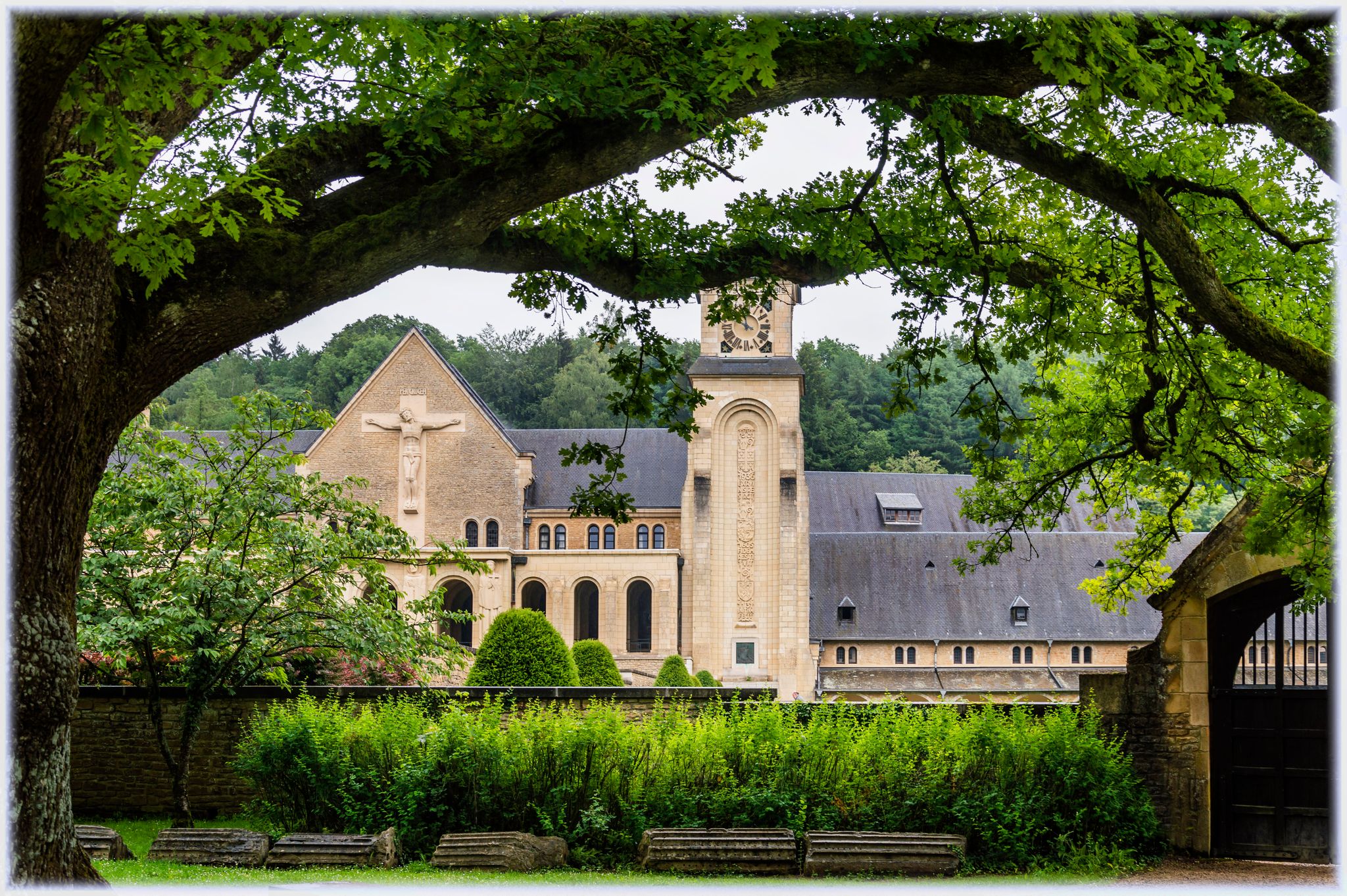 Photo of Orval Abbey, a Cistercian monastery founded in 1132 in the Gaume region of Belgium.