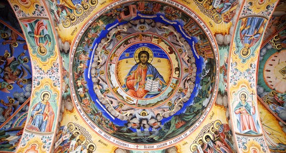Photo of Fresco of Jesus in Rila monastery, Bulgaria.