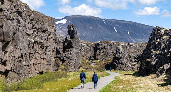 photo of view of the rift valley at the thingvellir national park in Iceland.