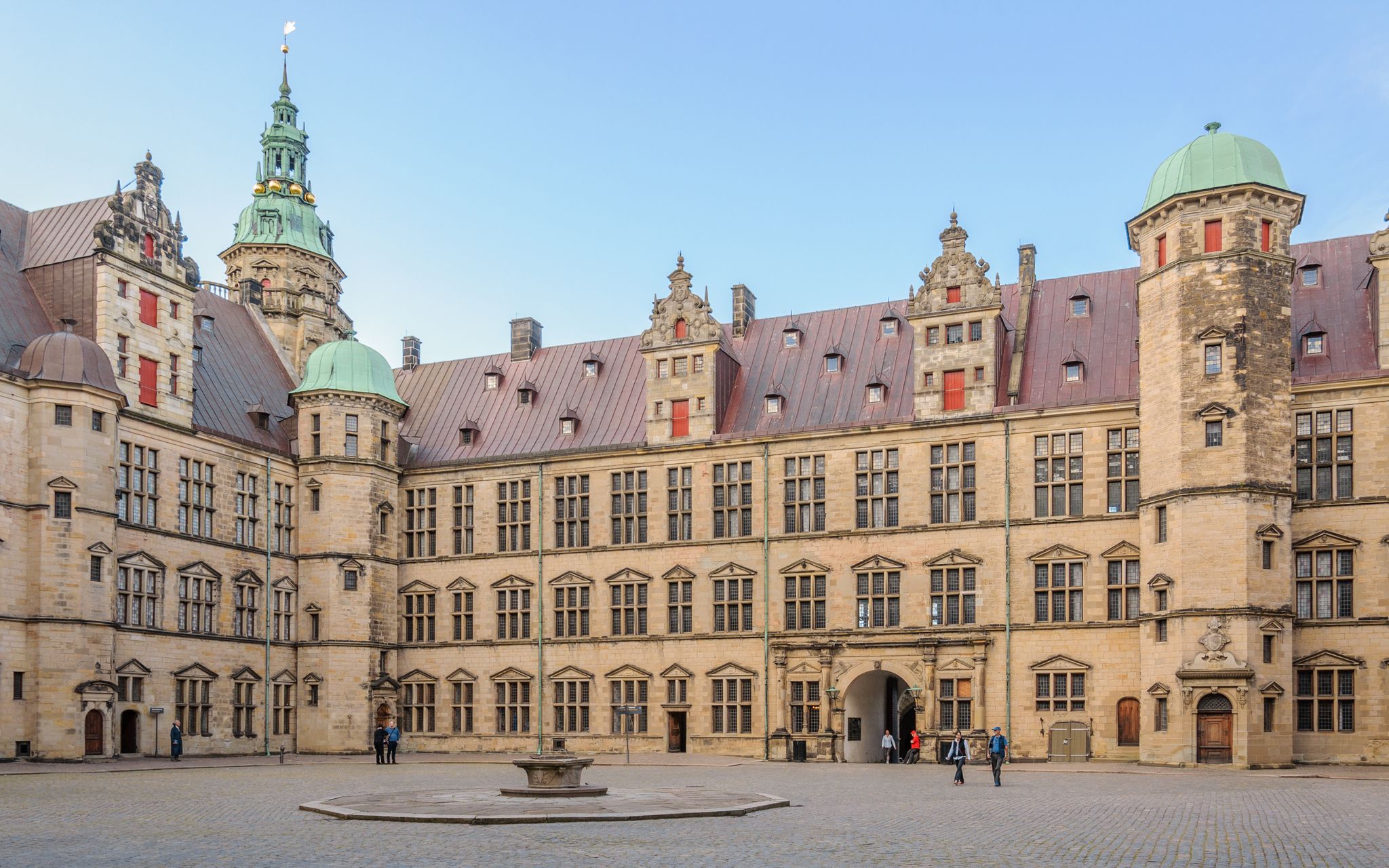 Photo of the Central area inside the complex Kronborg Castle, Helsingor (Elsinore), Denmark.