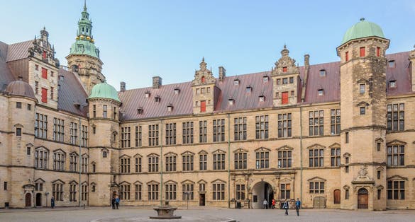 Photo of the Central area inside the complex Kronborg Castle, Helsingor (Elsinore), Denmark.