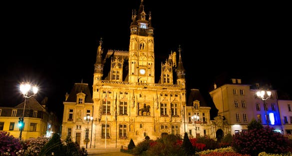 Photo of town hall in the Compiegne at night, France.