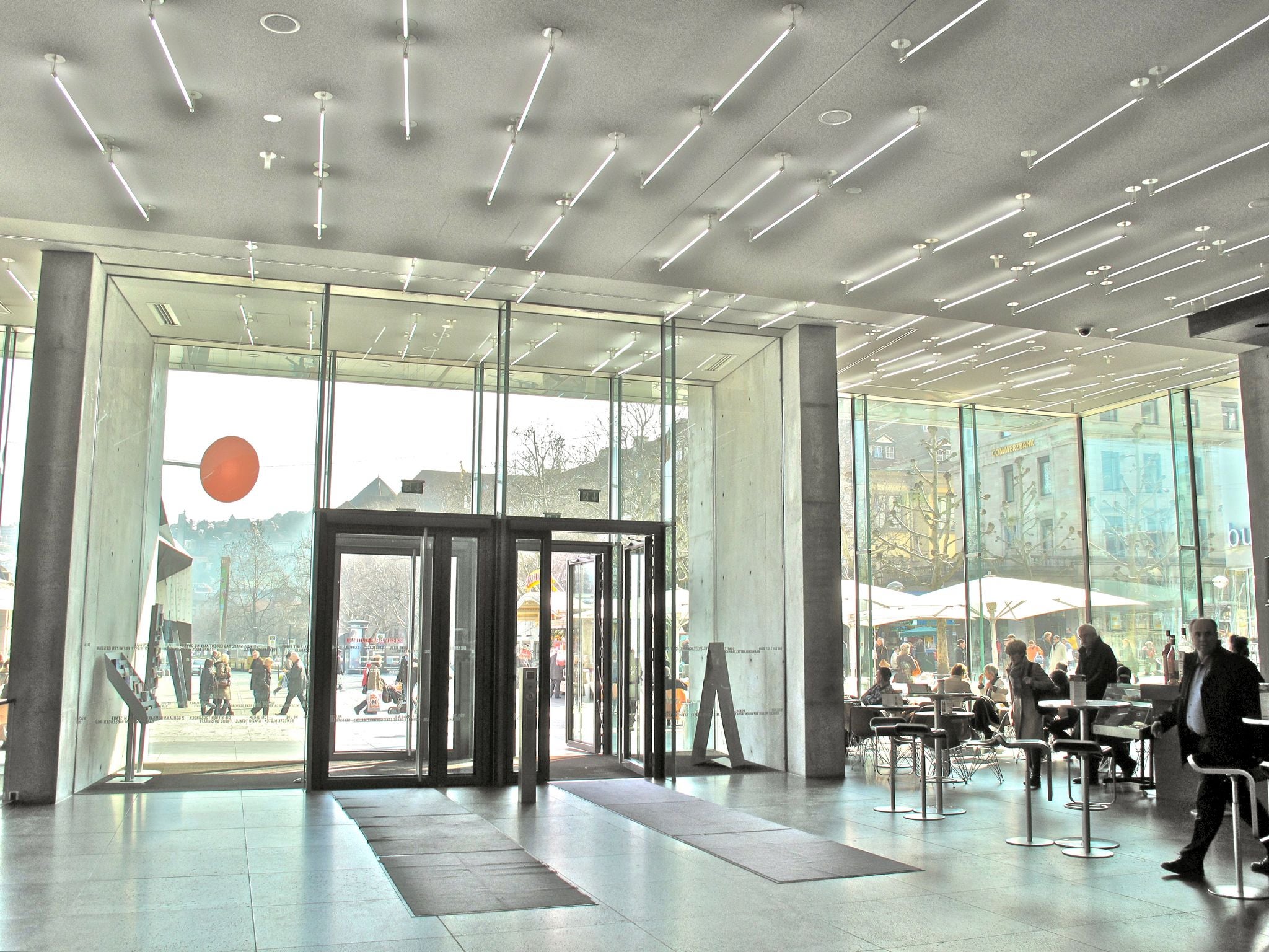The entrance to the Kunstmuseum Stuttgart with its café