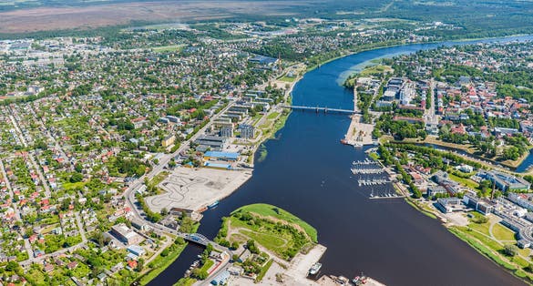 aerial view over the Parnu city in Estonia