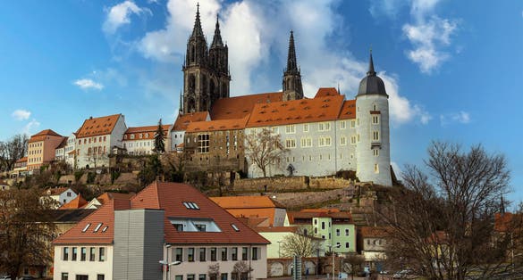 Meissen city, Saxony, Germany. View of old medieval fortress, castle Albrechtsburg. Tourist landmark