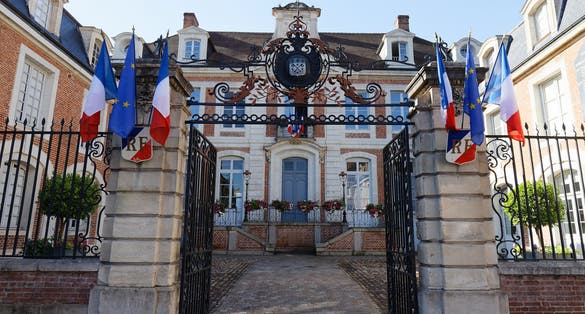 Photo of the historic town hall of Lisieux city, the commune in the Calvados department in the Normandy region in northwestern France.