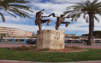 Photo of panoramic aerial view of beautiful Blanes in Costa Brava on a beautiful summer day, Spain.