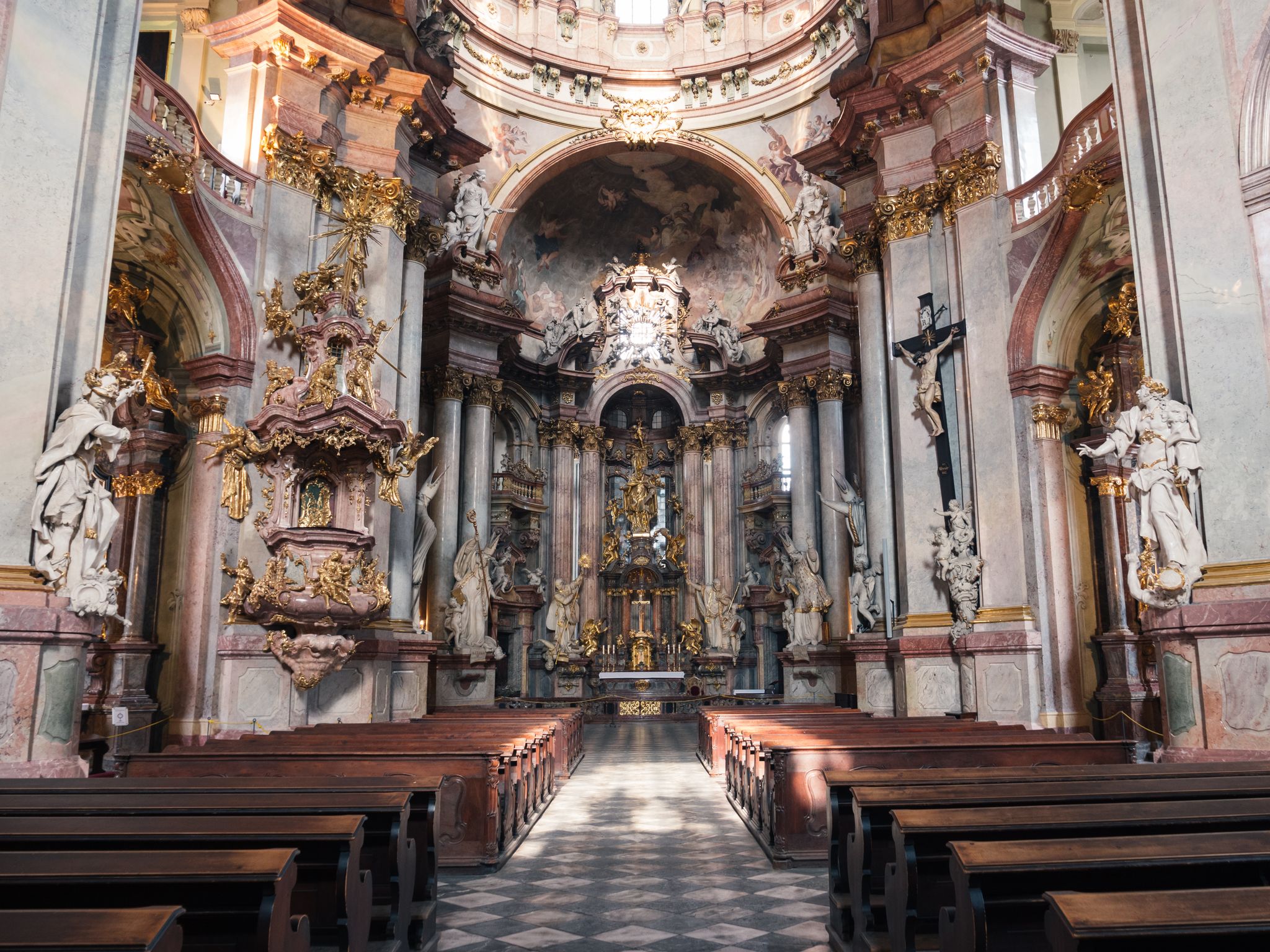 Photo of interior of St. Nicholas church on Old Town square in Prague, Czech Republic.