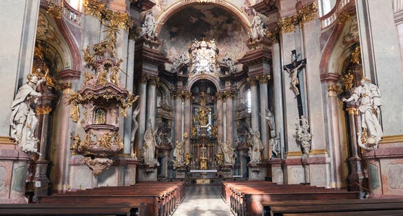 Photo of interior of St. Nicholas church on Old Town square in Prague, Czech Republic.