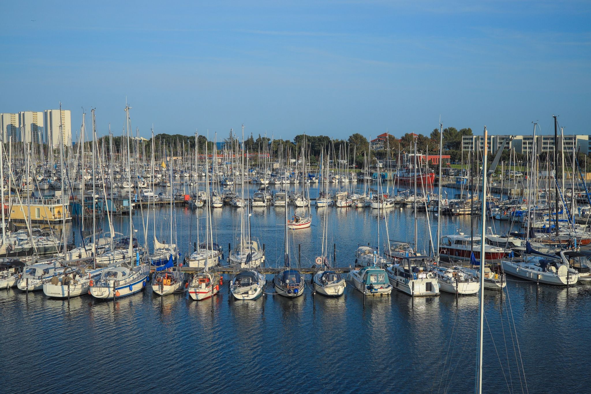Photo of View of the marina "Burgtiefe" in the afternoon at the Baltic sea island Fehmarn - Germany.