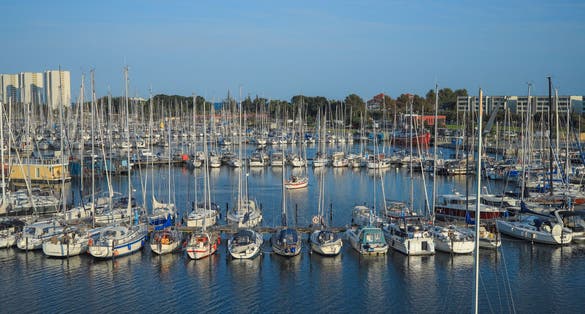 Photo of View of the marina "Burgtiefe" in the afternoon at the Baltic sea island Fehmarn - Germany.