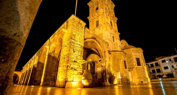 Photo of Church of Saint Lazarus at night. Larnaca, Cyprus.