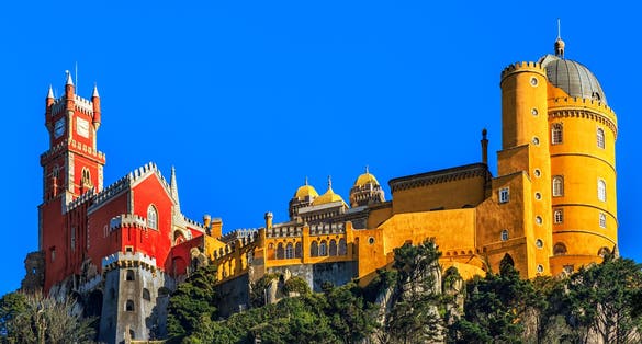 Photo of Pena National Palace, famous landmark, Lisbon, Portugal.