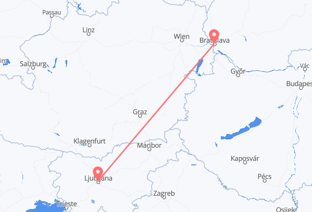 Ljubljana to Bratislava