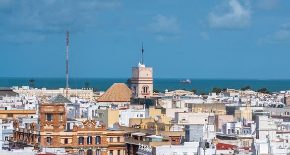 photo of aerial view of Cadiz with Tavira Tower in Cadiz, Spain.