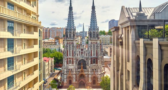 Photo of St. Nicholas Roman Catholic Cathedral in Kyiv, Ukraine.