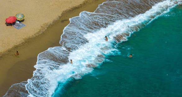 Aerial view of Roca del torn, naturist beach and resort near Tarragona in Spain.
