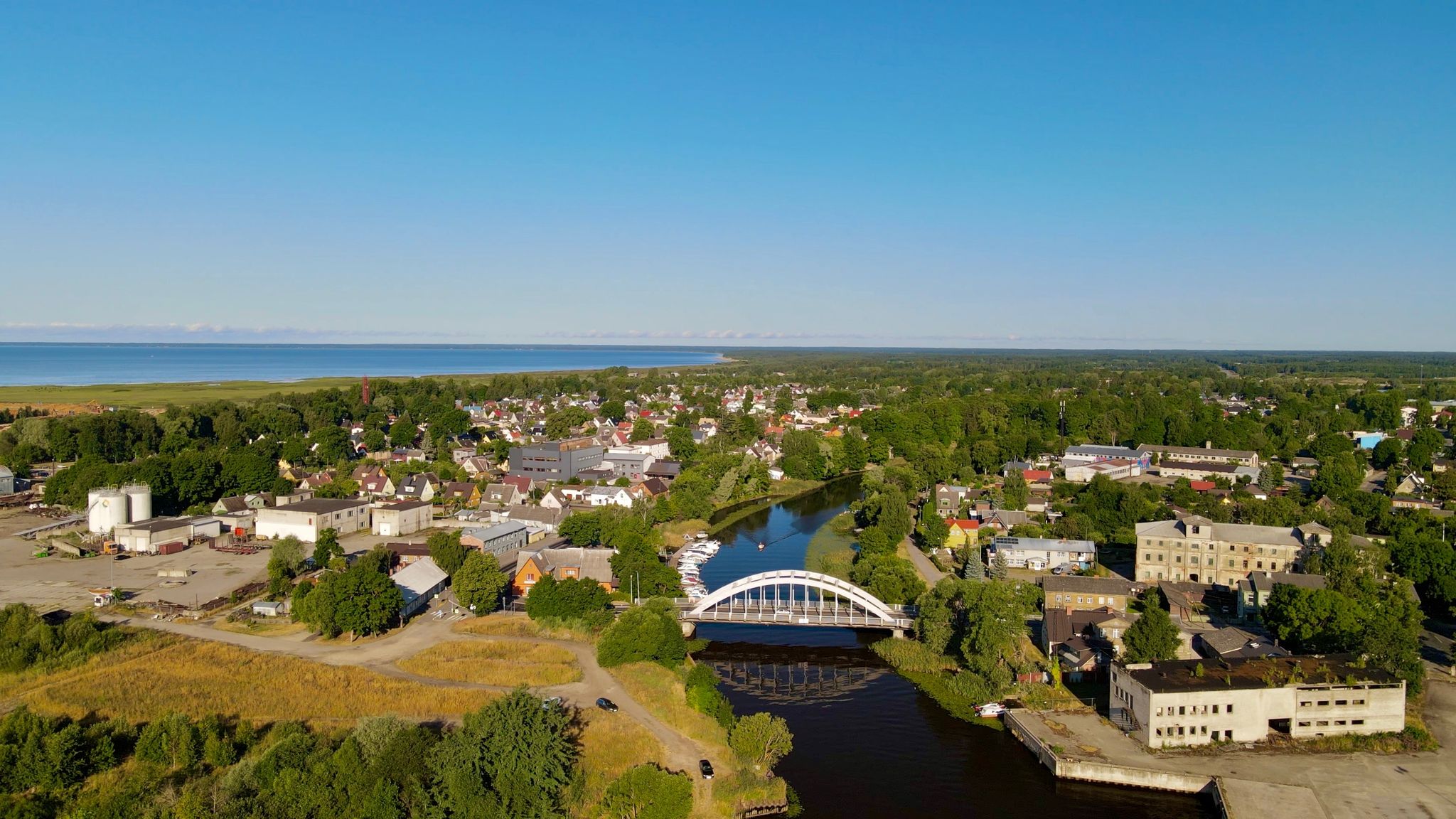 Estonia city of Pärnu. View of the river and the sea
