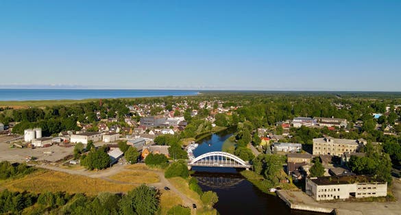 Estonia city of Pärnu. View of the river and the sea