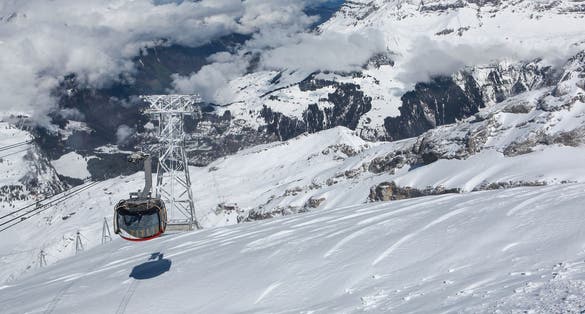 photo of mountains view on the top at Titlis station in Switzerland.