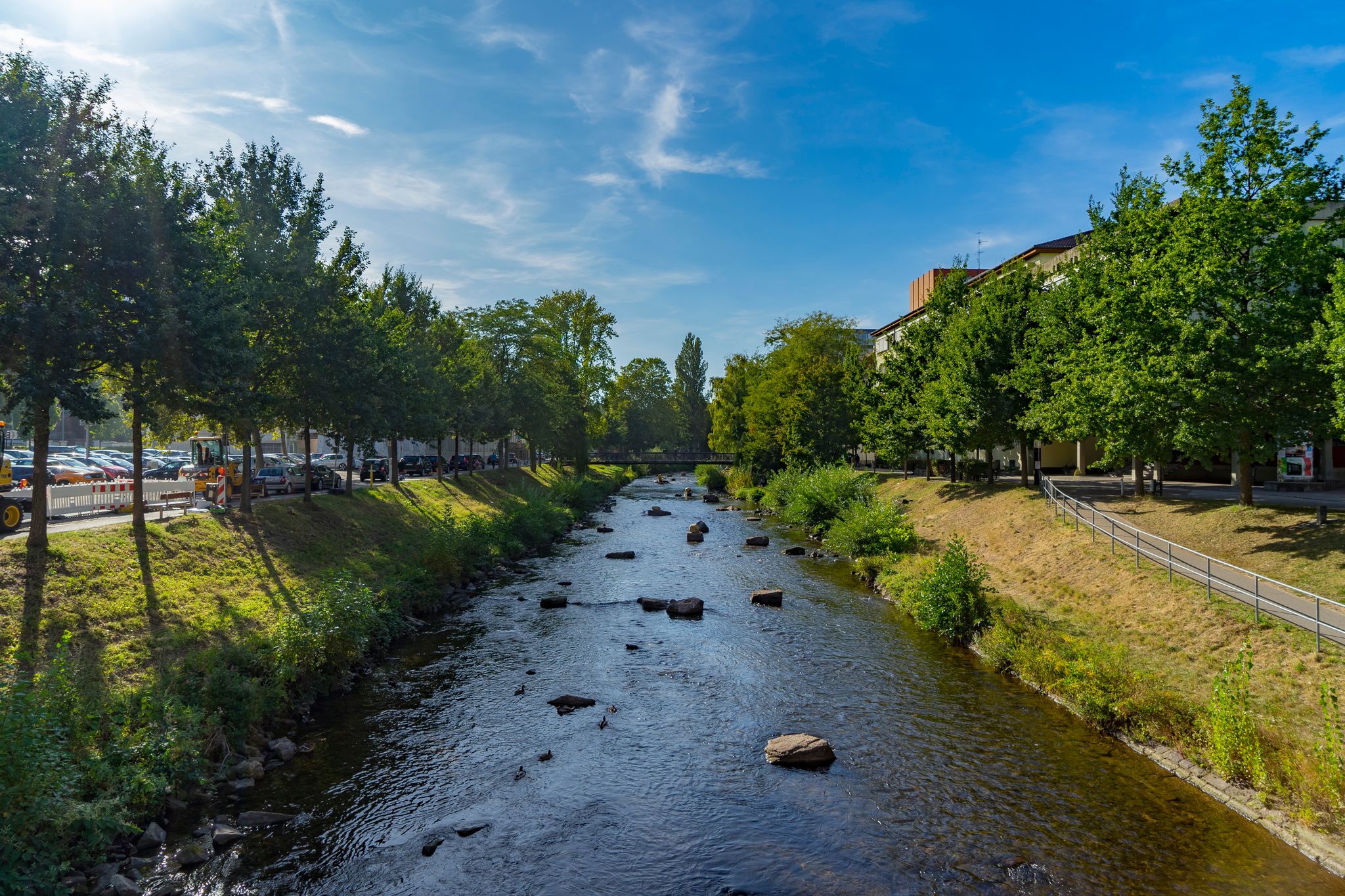 Photo of beautiful view to Enz River in Pforzheim City, Germany.