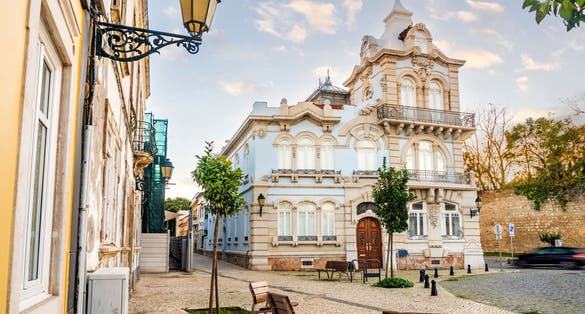 Photo of beautiful Belmarco Mansion in the city center of Faro, Algarve, Portugal.
