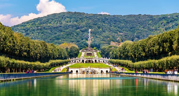 Photo of Kilometers-long promenade along cascades at the Palace of Caserta, Italy.