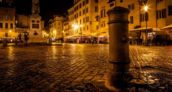 photo of Campo de Fiori during the night, Rome.