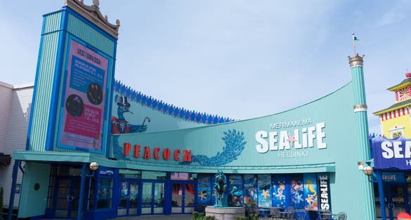 Photo of the entrance to the pavilion of Sea Life Linnanmaki amusement Park, Helsinki, Finland.