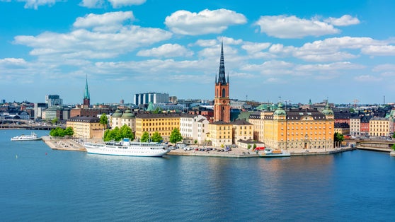 photo of over Riddarholm Church and Stockholm old town (Gamla Stan), Sweden.