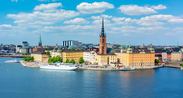 photo of over Riddarholm Church and Stockholm old town (Gamla Stan), Sweden.