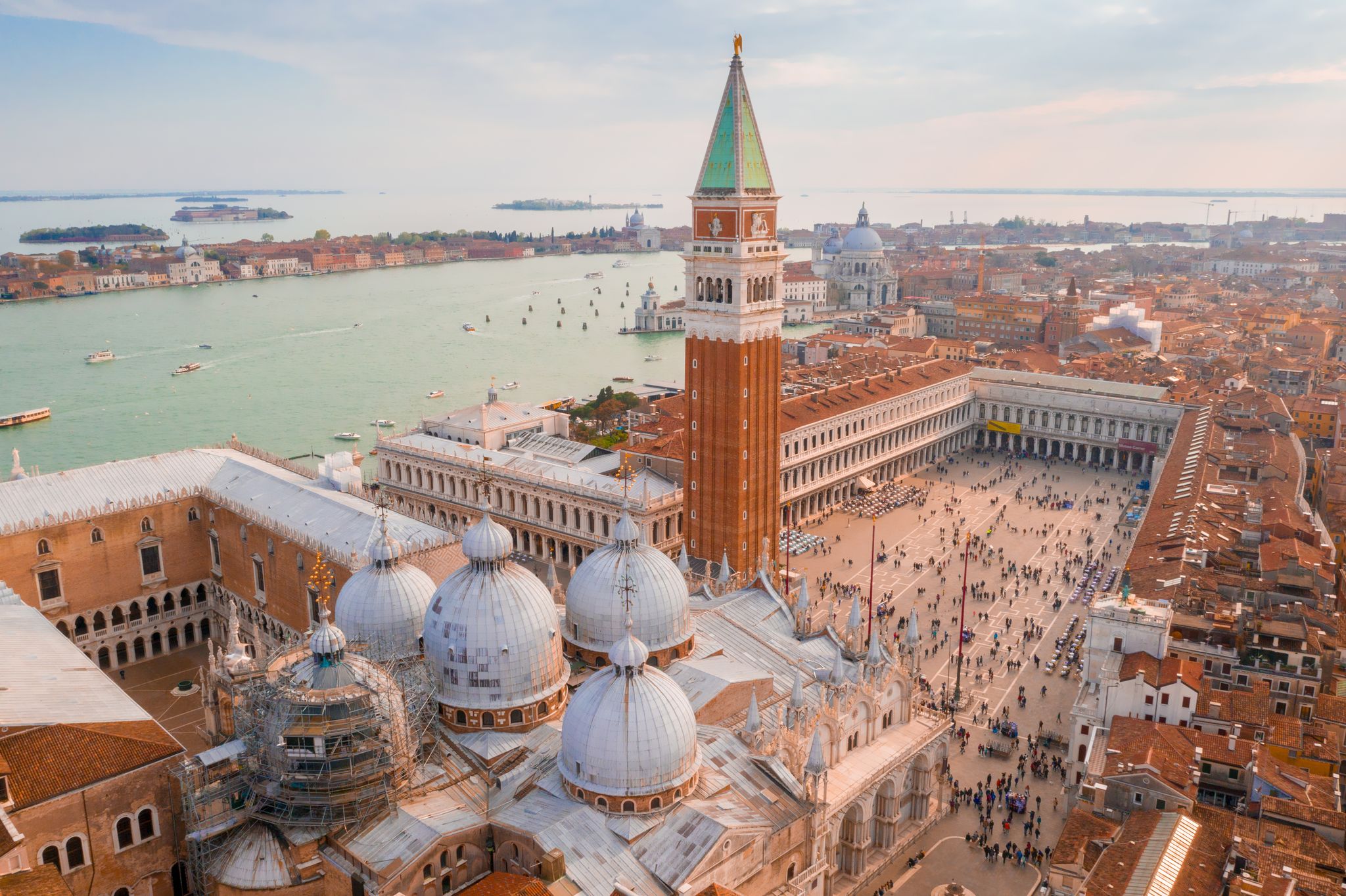 photo of amazing view of st. mark's basilica above the san marco square in Venice, Italy.