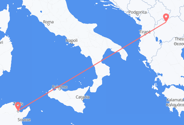 チュニス スコピエへ