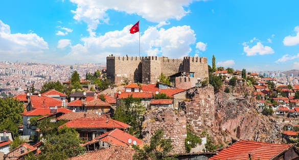 View of Ankara castle and general view of old town.