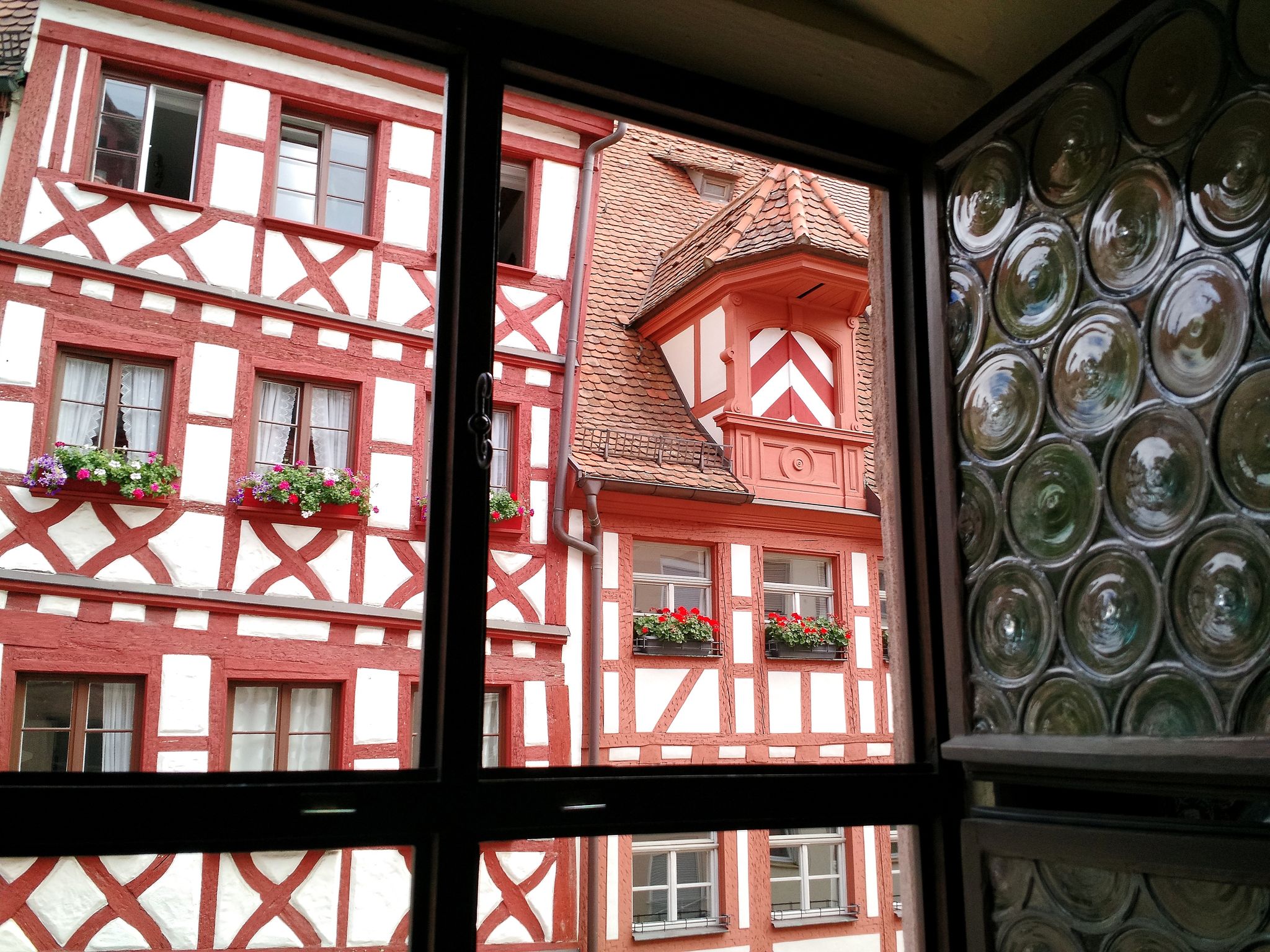 photo of View of typical German houses from the open window of Albrecht Dürer's House, Nuremeberg, Germany .